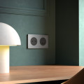 Odace métal - plaque de finition 2 postes - effet titane support noir