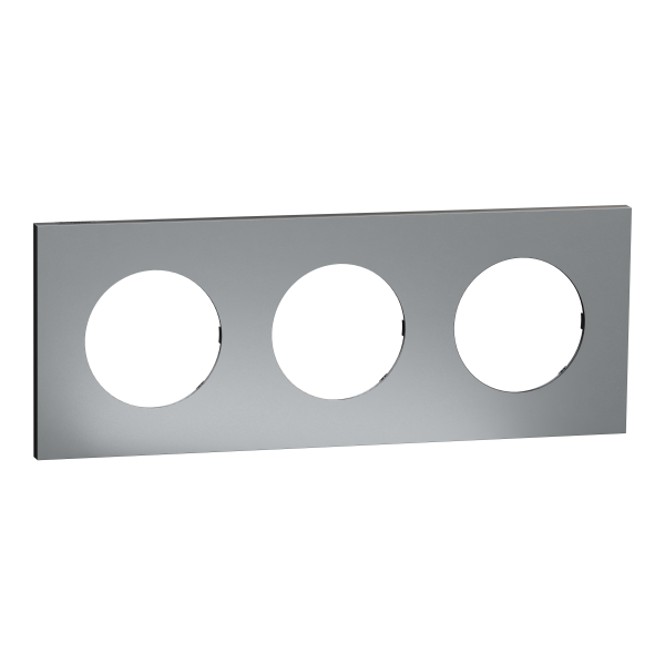 Odace métal - plaque de finition 3 postes - effet titane support noir