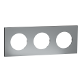 Odace métal - plaque de finition 3 postes - effet titane support noir