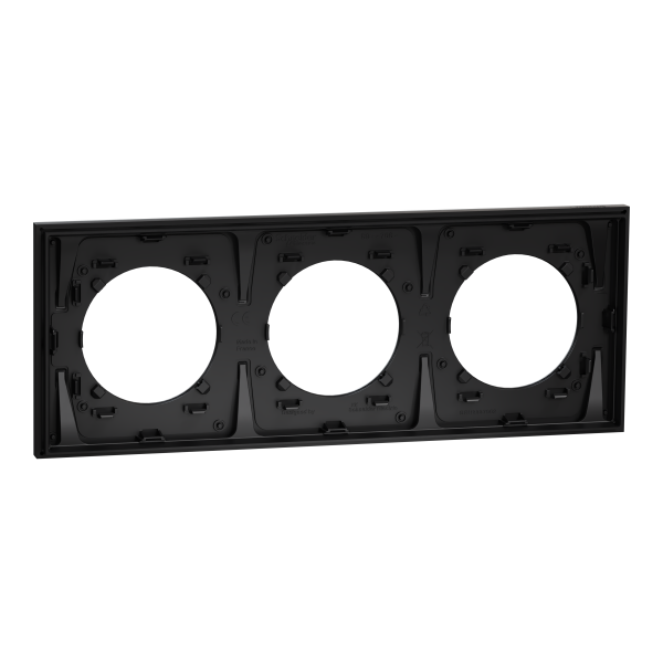 Odace métal - plaque de finition 3 postes - effet titane support noir