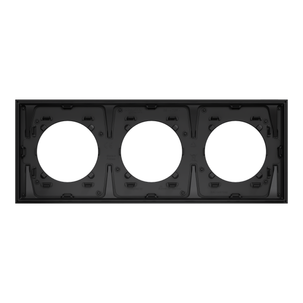 Odace métal - plaque de finition 3 postes - effet titane support noir