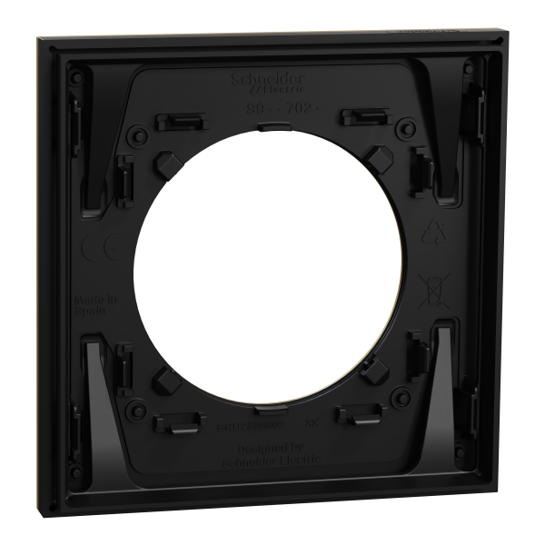 Odace métal - plaque de finition 1 poste - effet laiton support noir