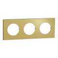 Odace métal - plaque de finition 3 postes - effet laiton support noir