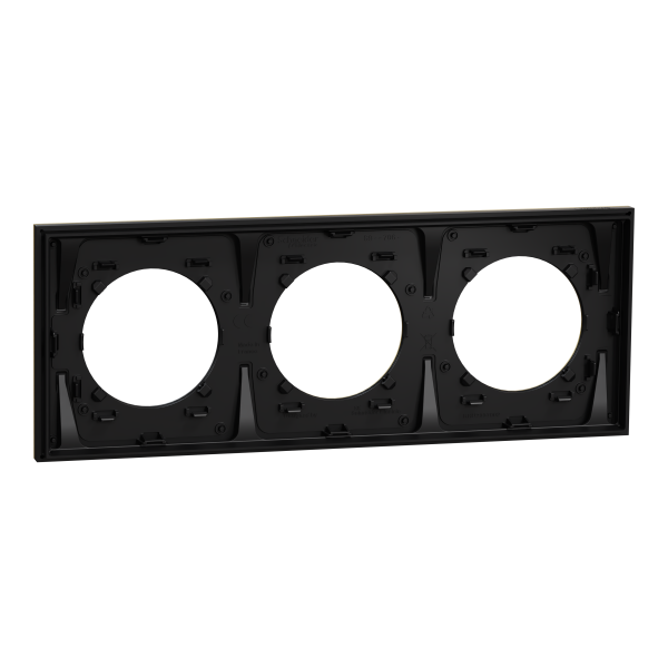 Odace métal - plaque de finition 3 postes - effet laiton support noir