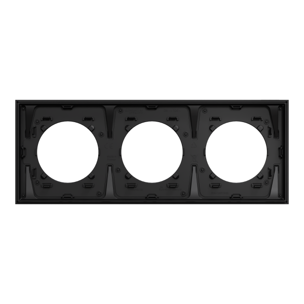 Odace métal - plaque de finition 3 postes - effet laiton support noir