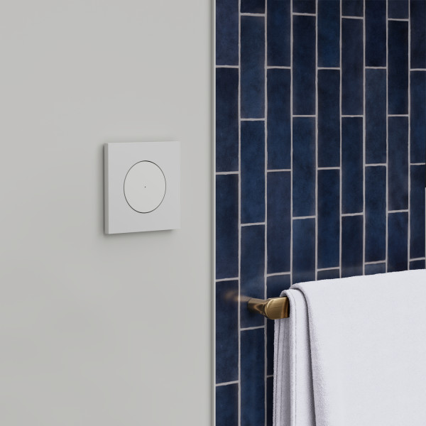 Odace métal - plaque de finition 1 poste - effet céramique blanc support blanc