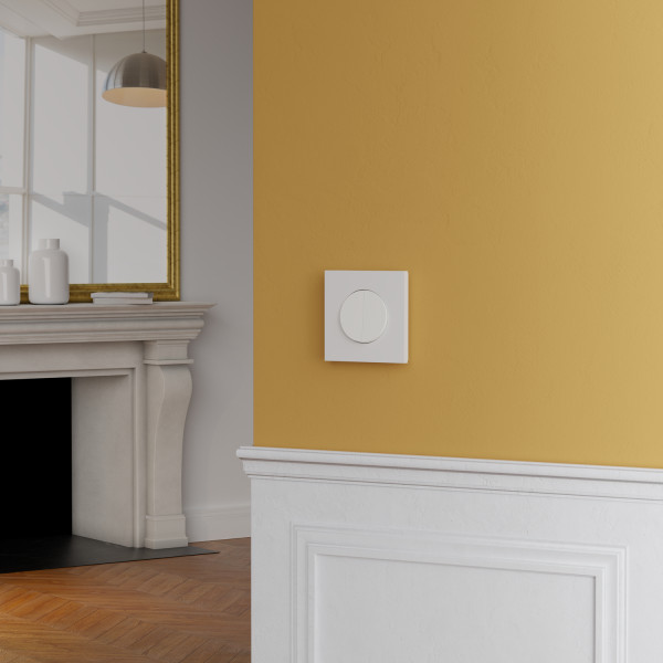 Odace métal - plaque de finition 1 poste - effet céramique blanc support blanc