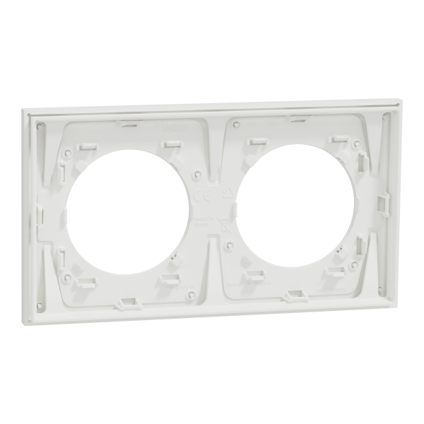 Odace métal - plaque de finition 2 postes - effet céramique blanc support blanc