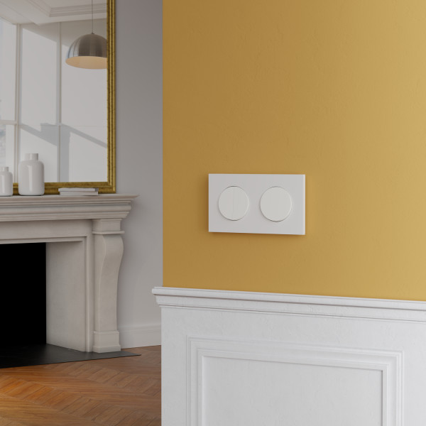 Odace métal - plaque de finition 2 postes - effet céramique blanc support blanc