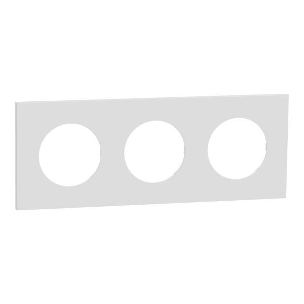 Odace métal - plaque de finition 3 postes - effet céramique blanc support blanc