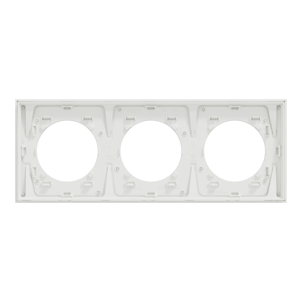 Odace métal - plaque de finition 3 postes - effet céramique blanc support blanc
