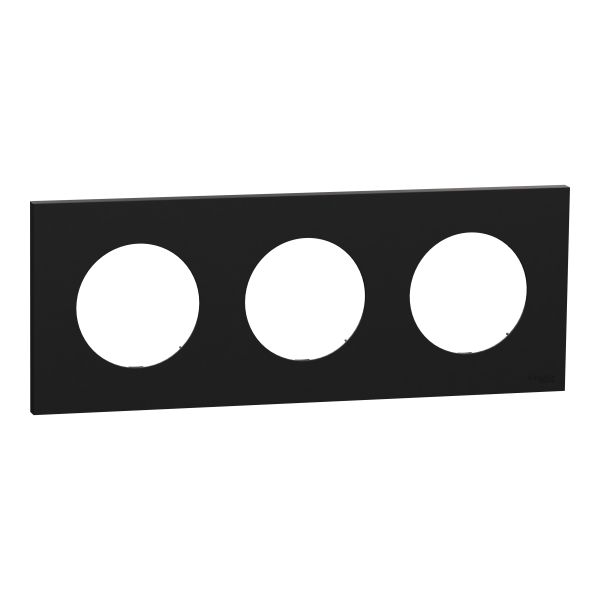 Odace - plaque de finition 3 postes - couleur noir onyx