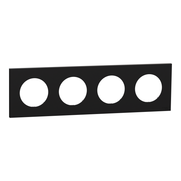 Odace - plaque de finition 4 postes - couleur noir onyx