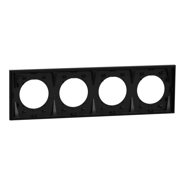 Odace - plaque de finition 4 postes - couleur noir onyx