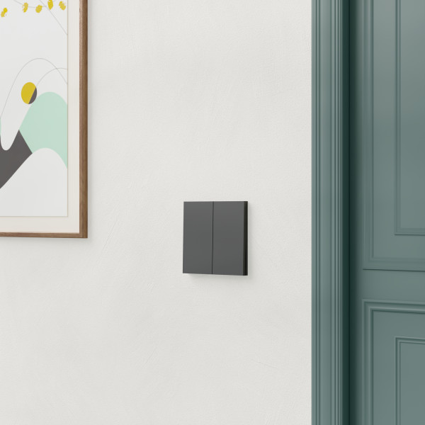 Odace intégral - enjoliveur et plaque - pour vv ou poussoir double - noir onyx