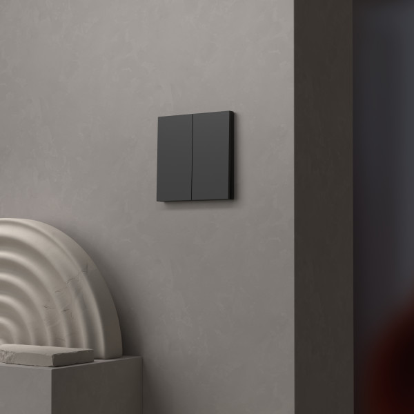 Odace intégral - enjoliveur et plaque - pour vv ou poussoir double - noir onyx