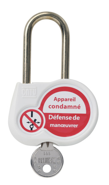 Cadenas blanc anse 50mm diamètre 6mm clé à définir. - Catu - AL230B00