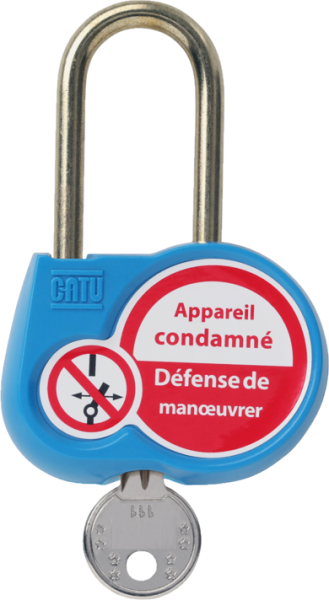 Cadenas bleu anse 50mm diamètre 6mm clé à définir. - Catu - AL230BL00