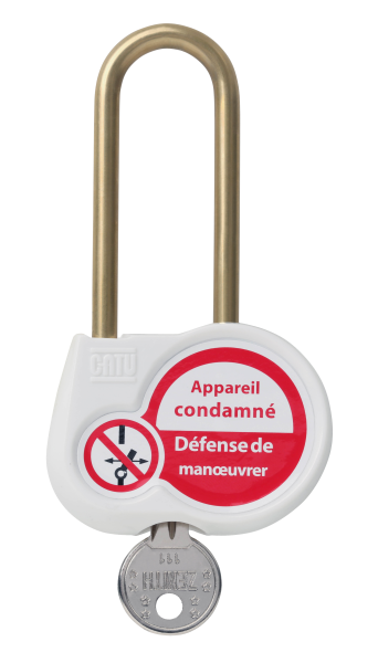 Cadenas blanc anse 70mm diamètre 6mm clé identique. - Catu - AL230SB111