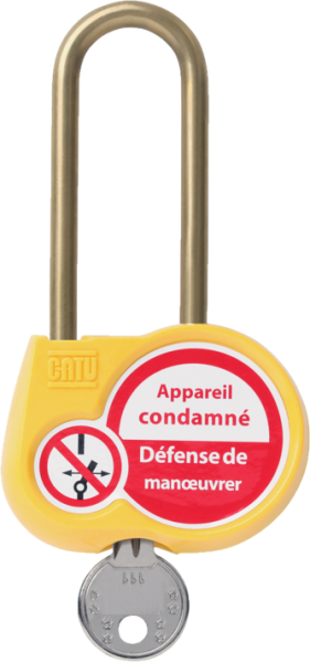 Cadenas jaune anse 70mm diamètre 6mm clé à définir. - Catu - AL230SJ00