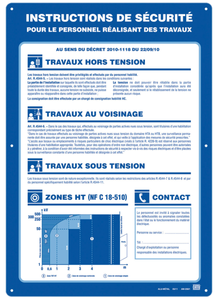 Affiche alumetal "instructions de securité" 500 x 350mm. - Catu - AM2081