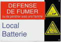 Affiche alumétal "défense de fumer - local batterie". - Catu - AM231
