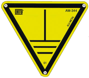 Pancarte triangulaire en aluminium  pour identification de la terre 50mm. - Catu - AM34405