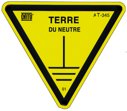 Pancarte triangulaire en alu. (ep. 0,5 mm) pour identification terre du neutre. - Catu - AM345