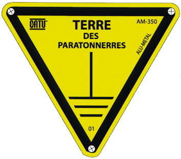 Plaque alumétal de signalisation "terre des paratonnerres" 100 mm. - Catu - AM350