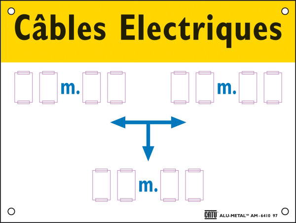 Plaque alumétal de signalisation "cables électriques" 200 x 150 mm. - Catu - AM6410