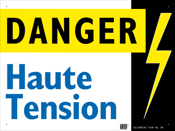 Affiche alumétal de signalisation "danger haute tension" 100 x 75 mm. - Catu - AM651