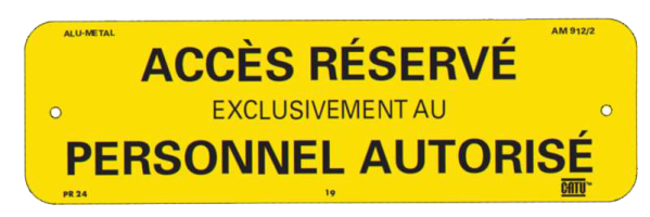 Plaque alumétal de signalisation "acces réservé" 200 x 60 mm. - Catu - AM9122