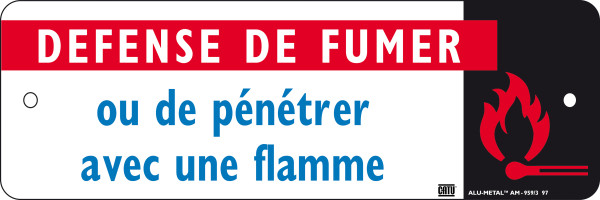 Plaque alumétal de signalisation "défense de fumer" 300 x 100 mm. - Catu - AM9593