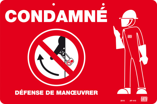 Affiche pvc de signalisation "condamné" 300 x 200 mm. - Catu - AP410