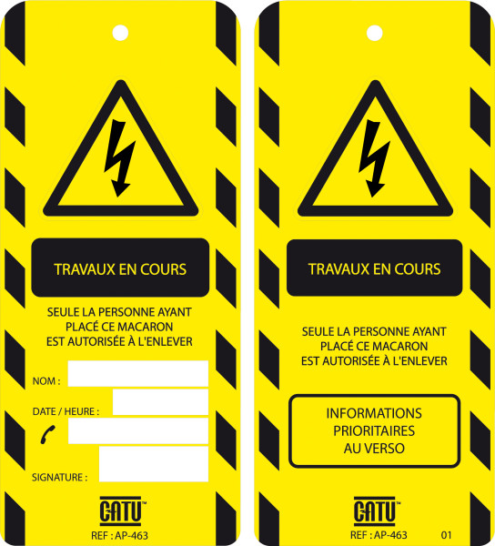 Affichette pvc de signalisation "travaux en cours" , dimensions 170 x 75 mm. - Catu - AP463