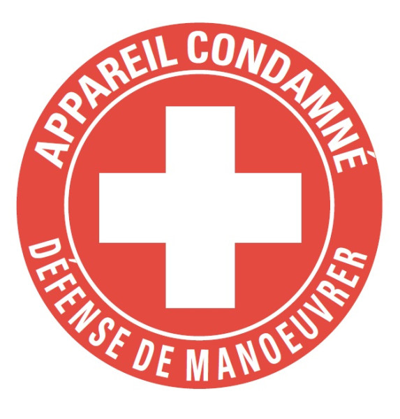 Macaron pvc de signalisation "appareil condamné" ø 33 mm. Code enedis : 3700104. - Catu - AP4692