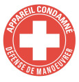 Macaron pvc de signalisation "appareil condamné" ø 33 mm. Code enedis : 3700104. - Catu - AP4692