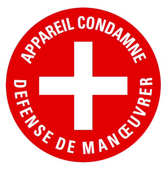 Macaron pvc de signalisation "appareil condamné" ø 60 mm. Code enedis : 3700104. - Catu - AP469