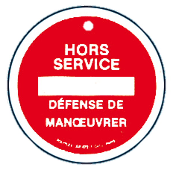 Macaron pvc de signalisation "hors service" ø 100 mm. - Catu - AP4721