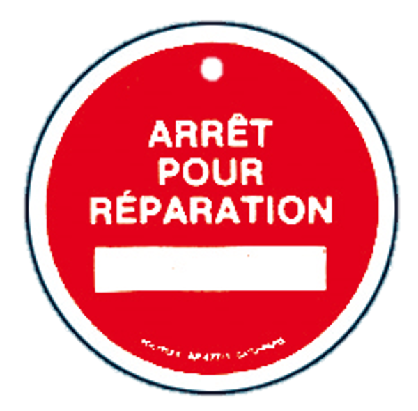 Macaron pvc de signalisation "arret pour reparation" ø 100 mm. - Catu - AP4771