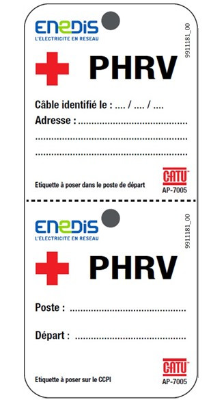 Etiquette pvc d'identification patients à haut risque vital enedis 170 x 75 mm. - Catu - AP7005