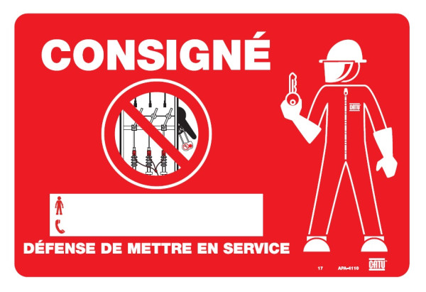 Affiche aimantée pvc de signalisation "consigné" 300 x 200 mm. - Catu - APA4110