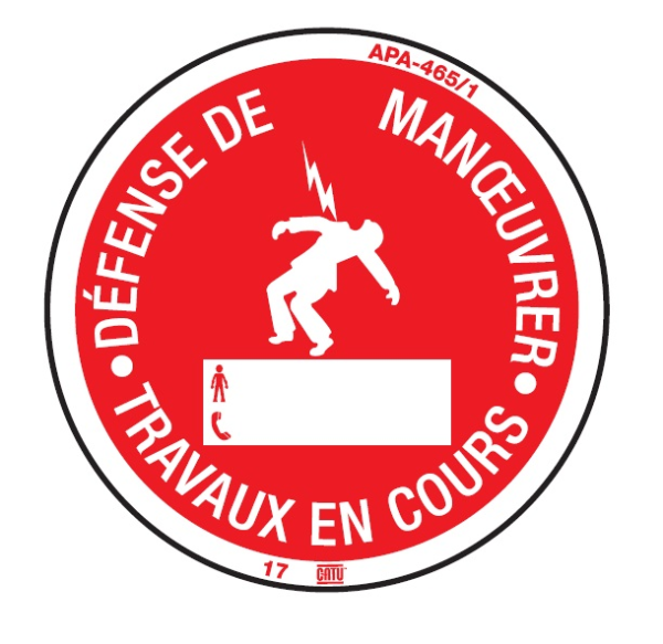 Macaron de consignation, "def de manœuvrer, travaux". - Catu - APA4651