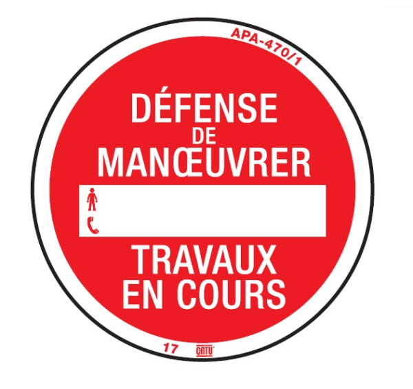 Macaron de consignation, enedis fond rouge. Ø100mm. "def de manœuvrer, travaux" - Catu - APA4701