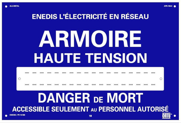Plaque alumetal de signalisation "enedis armoire haute de mort" 300 x 200 mm. - Catu - APR1083