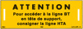 Plaque alumétal de signalisation enedis " attention…ligne bt". 170 x 60 mm. - Catu - APR31