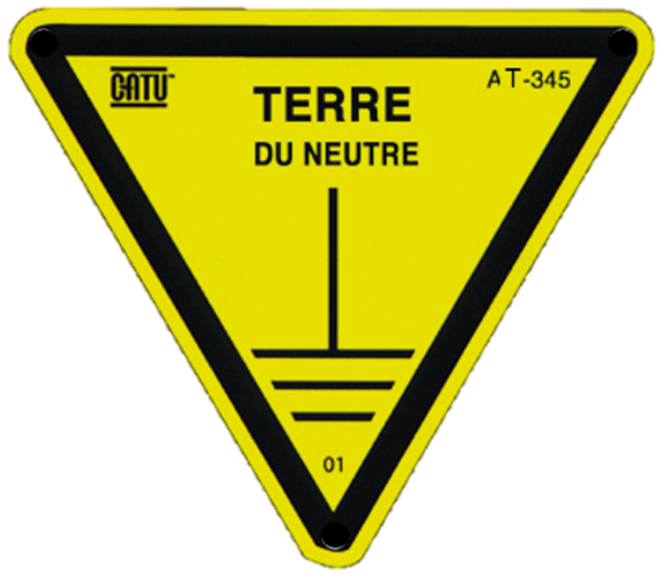 Etiquette pvc autocollante d'identification "terre du neutre" 70 mm. - Catu - AT345