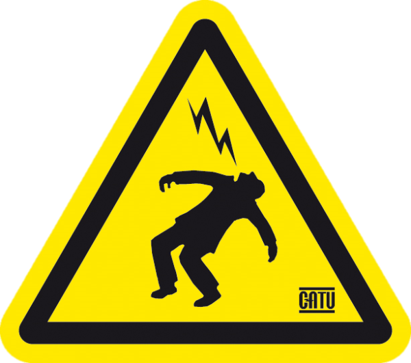 Etiquette pvc autocollante de signalisation "homme foudroye" 25 mm. - Catu - AT41025