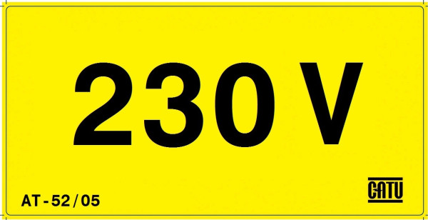Etiquette adhésive pour présence de "230v". Dévidoir de 30 unités. - Catu - AT5205
