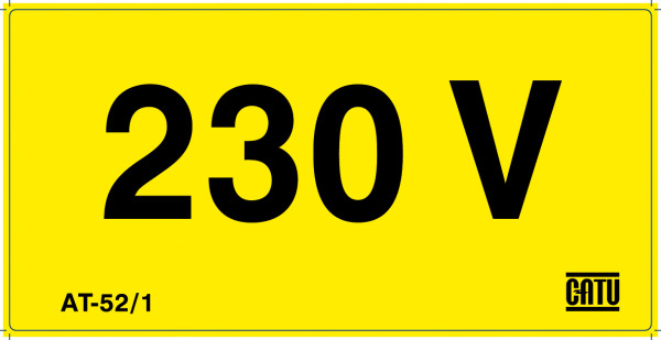 Étiquette pvc autocollante d'identification "230v" 100 x 50 mm. - Catu - AT521